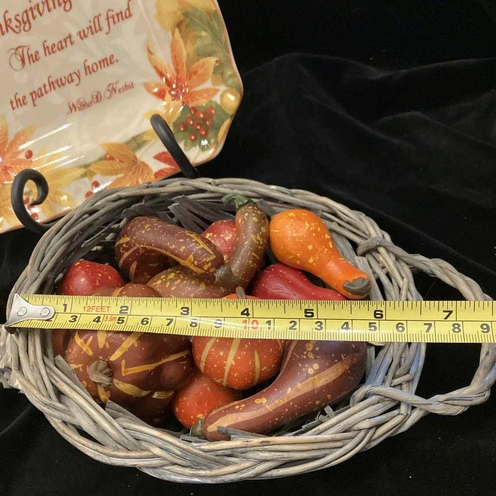 222 Fifth Autumn Family Celebration 10in Serving Dish & Thanksgiving Cornucopia